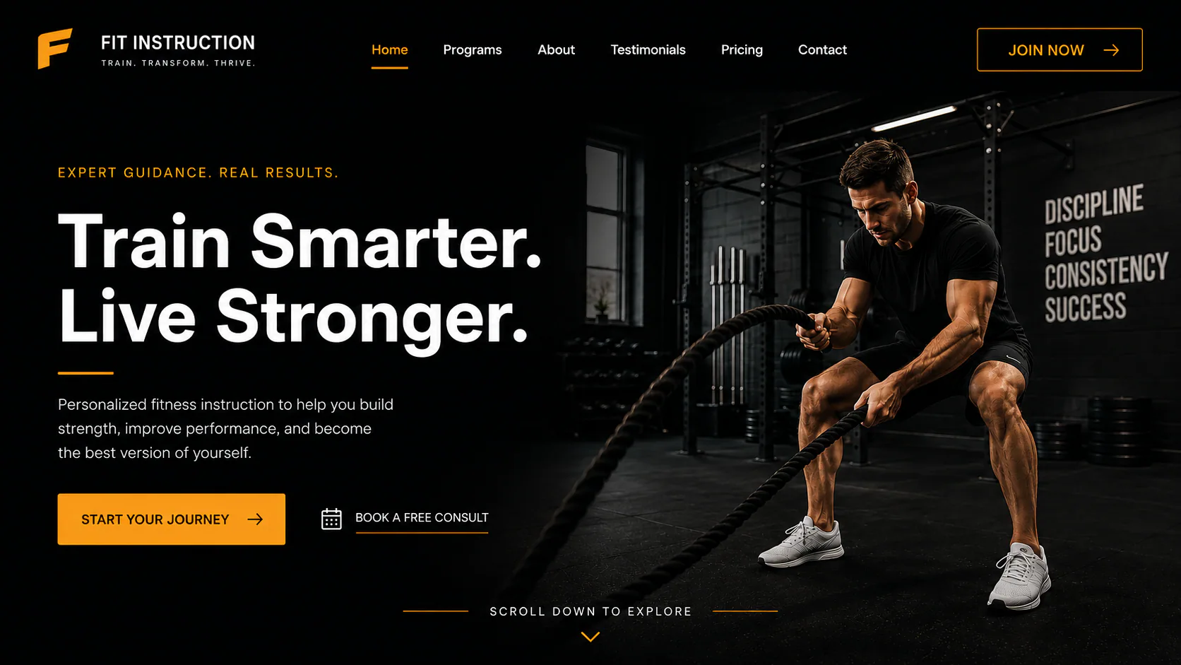 Fit Instruction fitness coaching landing-page concept